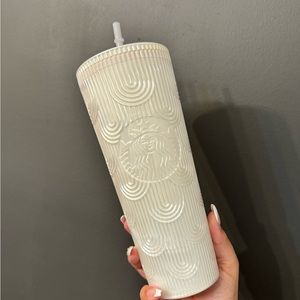 NWT Starbucks Siren Scales White Pearl w/ Lilac Straw Venti Tumbler